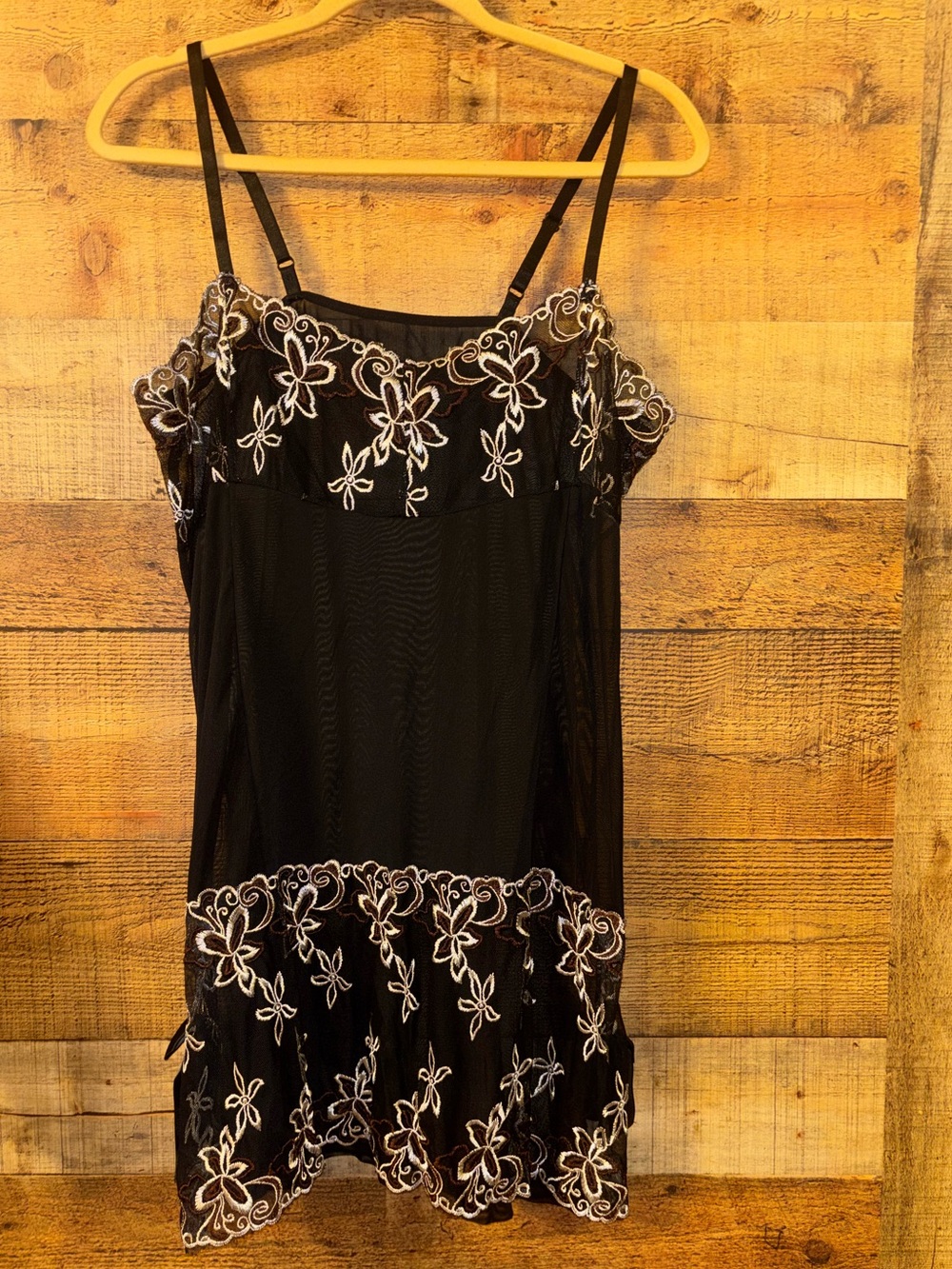 Black sheer floral nightgown lingerie